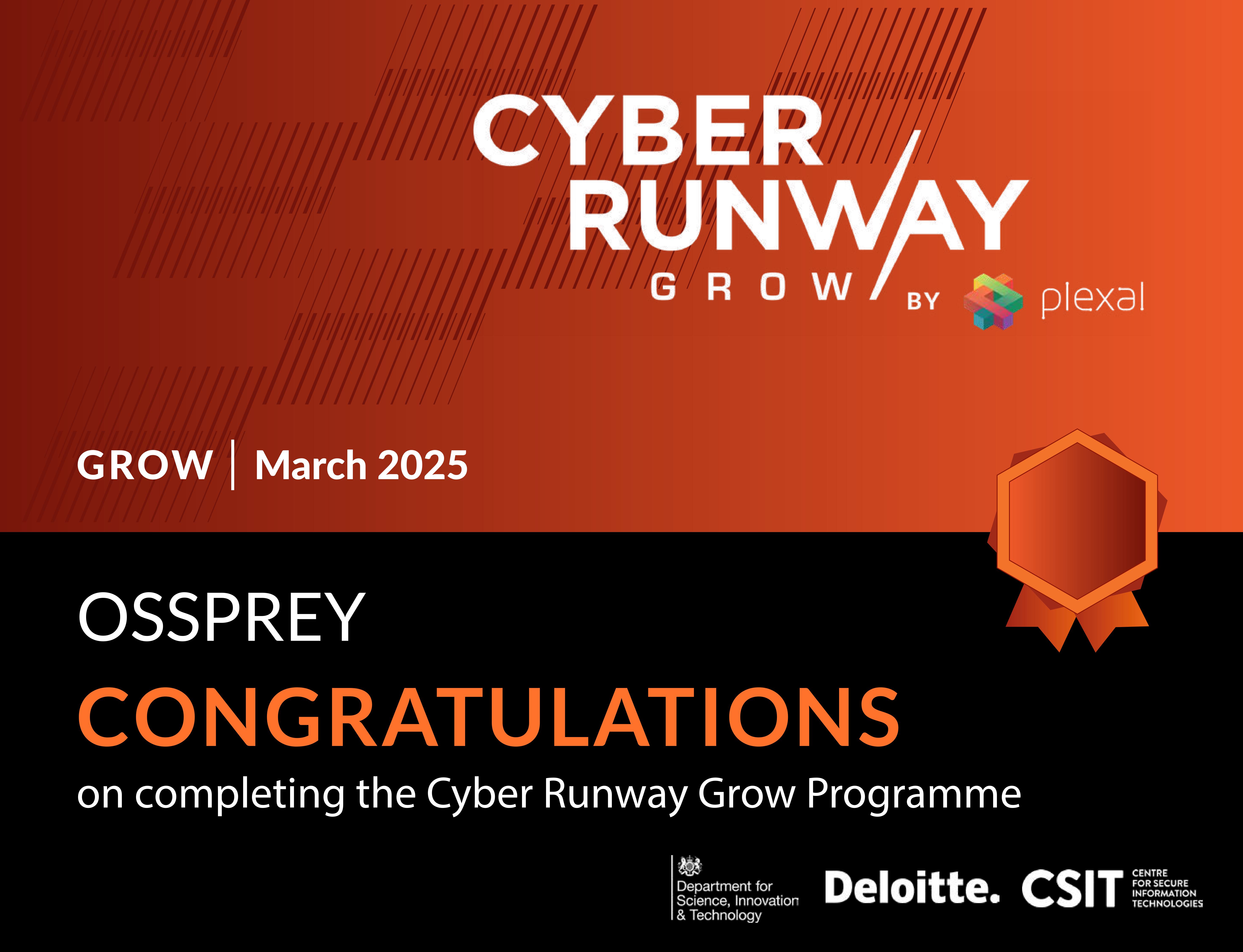 Certificate of completion of the Cyber Runway Grow accelerator