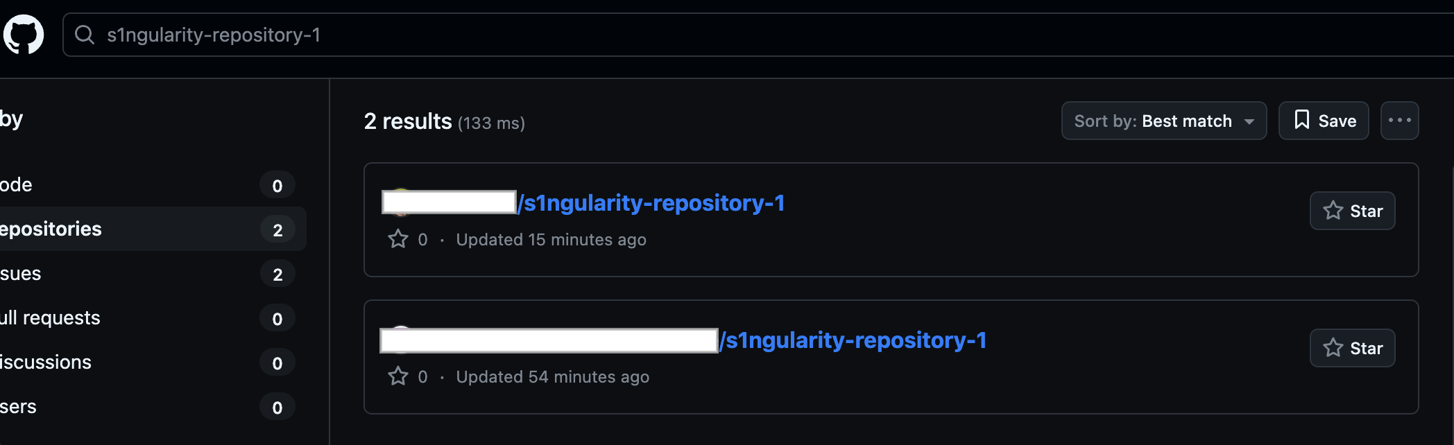 Screenshot of compromised GitHub repos